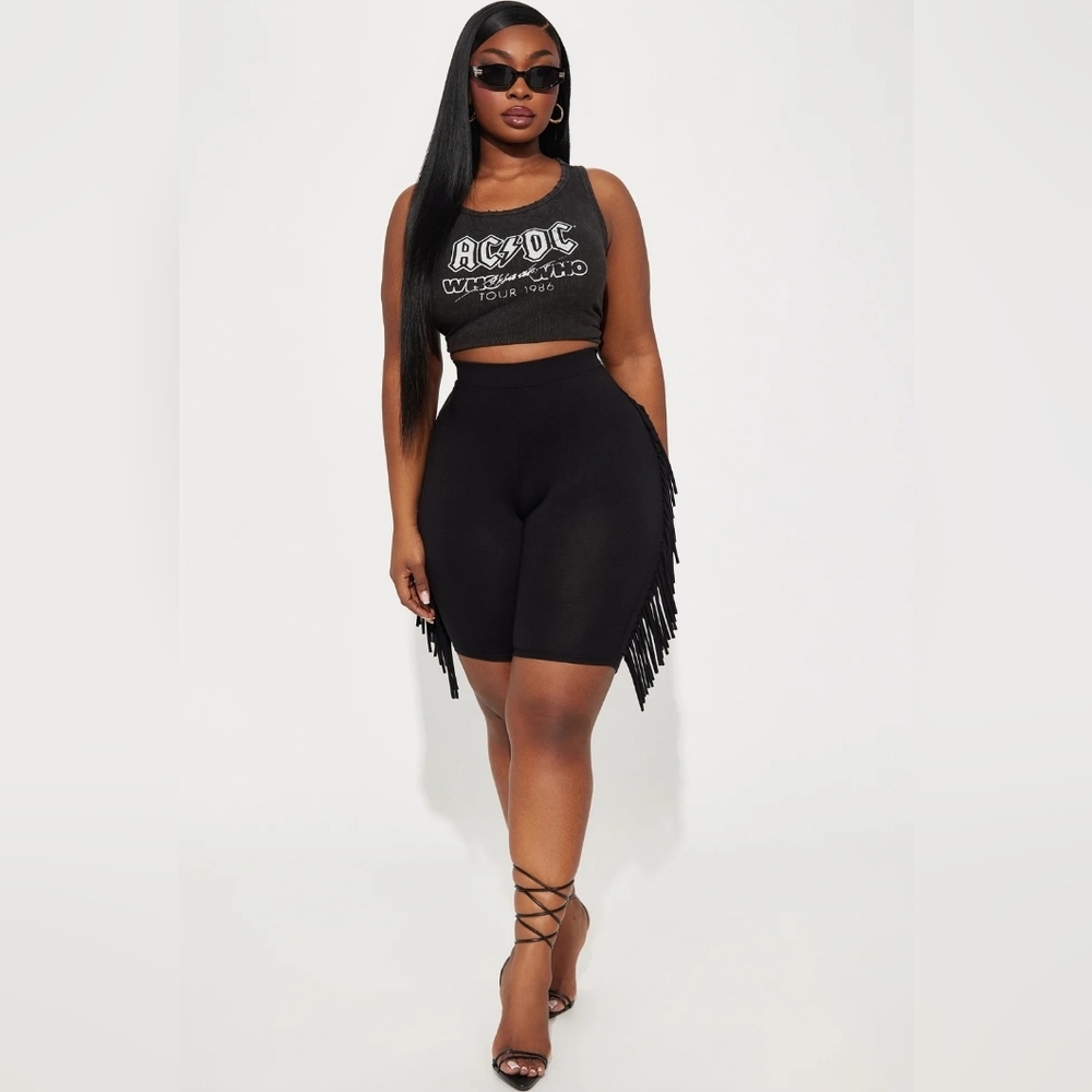 Black Fringe Wome's Bike Shorts Sz L
